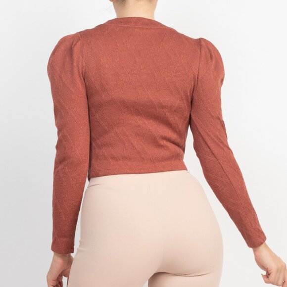 Geometric Cami Puff Sleeves Blazer Top Set - Picture 5 of 5